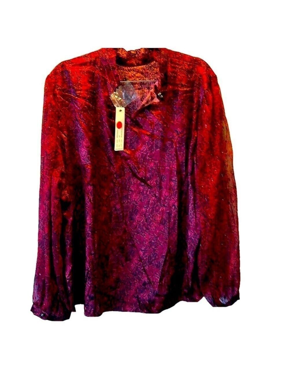 Belldini Blouse Top, Size 2x, Redwood Combo Color, PTP 27, Length 26”, Approx
